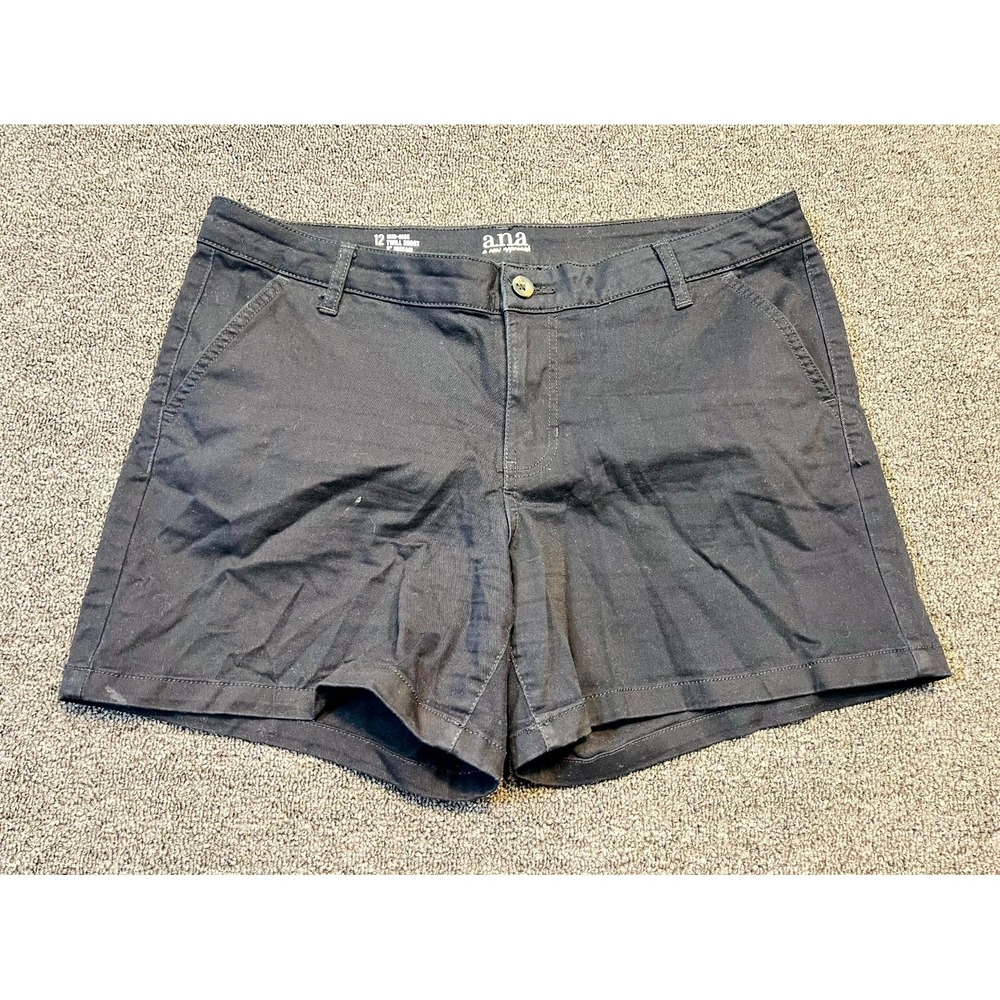A.n.a Mid Rise Twill 5" Chino Shorts Womens 12 Black Cotton Stretch Resort Wear